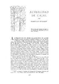 Portada:Actualidad de Cajal / por Pedro Laín Entralgo
