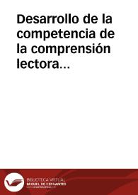 Portada:Desarrollo de la competencia de la comprensión lectora en estudiantes de bachillerato (15-18 años)