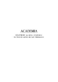 Portada:Academia  : Boletín de la Real Academia de Bellas Artes de San Fernando. Primer semestre de 1973. Número 36. Suplemento. Preliminares e índice