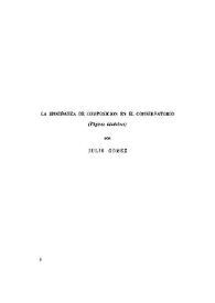 Portada:La enseñanza de composición en el Conservatorio (páginas históricas) / por Julio Gómez
