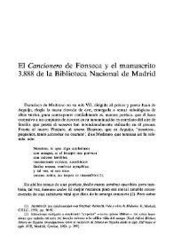 Portada:El \"Cancionero\" de Fonseca y el manuscrito 3.888 de la Biblioteca Nacional de Madrid / Begoña López Bueno