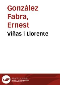 Portada:Viñas i Llorente / Ernest Gonzàlez Fabra