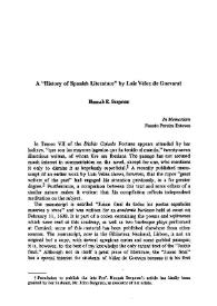 Portada:A \"History of Spanish Literature\" by Luis Vélez de Guevara / Hannah E. Bergman