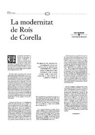 Portada:La modernitat de Roís de Corella / Josep Solervicens