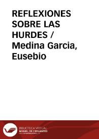 Portada:REFLEXIONES SOBRE LAS HURDES / Medina Garcia, Eusebio