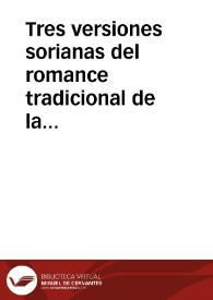 Portada:Tres versiones sorianas del romance tradicional de la Loba Parda / Diaz Viana, Luis