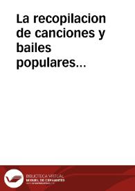 Portada:La recopilacion de canciones y bailes populares efectuada a finales del siglo XIX por José Inzenga. Castellanos en tierras valencianas y murcianas(II) / Pico Pascual, Miguel Angel