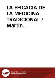 Portada:LA EFICACIA DE LA MEDICINA TRADICIONAL / Martin Herrero, José Antonio