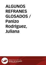 Portada:ALGUNOS REFRANES GLOSADOS / Panizo Rodriguez, Juliana