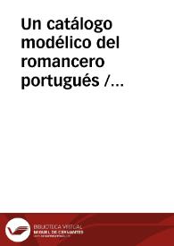 Portada:Un catálogo modélico del romancero portugués / Baltanas, Enrique