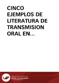 Portada:CINCO EJEMPLOS DE LITERATURA DE TRANSMISION ORAL EN CANTABRIA / Vierna Garcia, Fernando de