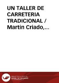 Portada:UN TALLER DE CARRETERIA TRADICIONAL / Martin Criado, Arturo