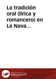 Portada:La tradición oral (lírica y romancero) en La Nava (Huelva) / Perez Castellano, Antonio José
