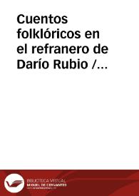 Portada:Cuentos folklóricos en el refranero de Darío Rubio / Vierna Garcia, Fernando de