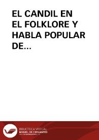 Portada:EL CANDIL EN EL FOLKLORE Y HABLA POPULAR DE EXTREMADURA / Gonzalez NuÑez, Emilio y Demetrio