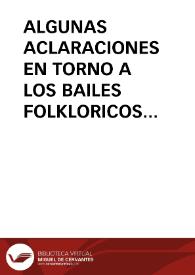 Portada:ALGUNAS ACLARACIONES EN TORNO A LOS BAILES FOLKLORICOS EN LA PROVINCIA DE VALLADOLID / Porro Fernandez, Carlos A.