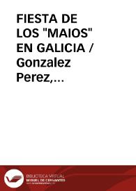 Portada:FIESTA DE LOS \"MAIOS\" EN GALICIA / Gonzalez Perez, Clodio