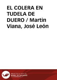 Portada:EL COLERA EN TUDELA DE DUERO / Martin Viana, José León