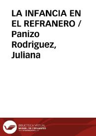 Portada:LA INFANCIA EN EL REFRANERO / Panizo Rodriguez, Juliana