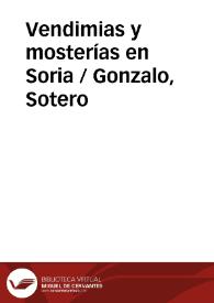 Portada:Vendimias y mosterías en Soria / Gonzalo, Sotero