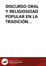 Portada:DISCURSO ORAL Y RELIGIOSIDAD POPULAR EN LA TRADICIÓN DE MADRID (Parte I) / Gutierrez Barajas, María José