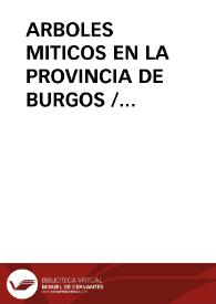 Portada:ARBOLES MITICOS EN LA PROVINCIA DE BURGOS / Valdivielso Arce, Jaime L.