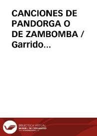 Portada:CANCIONES DE PANDORGA O DE ZAMBOMBA / Garrido Palacios, Manuel