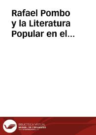 Portada:Rafael Pombo y la Literatura Popular en el Romanticismo Colombiano II / Carrascosa Miguel, Pablo y DOMINGUEZ DE PAZ