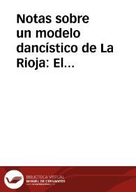 Portada:Notas sobre un modelo dancístico de La Rioja: El muerto / Quijera Perez, José Antonio