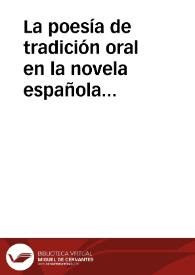 Portada:La poesía de tradición oral en la novela española contemporánea: FRANCISCO GARCIA PAVON / Garcia Mateos, Ramón