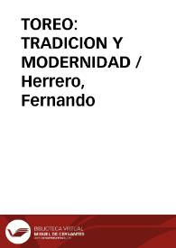 Portada:TOREO: TRADICION Y MODERNIDAD / Herrero, Fernando