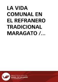 Portada:LA VIDA COMUNAL EN EL REFRANERO TRADICIONAL MARAGATO / Botas San MartÍn, Isabel
