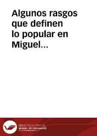 Portada:Algunos rasgos que definen lo popular en Miguel Delibes / Urdiales Yuste, Jorge
