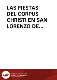 Portada:LAS FIESTAS DEL CORPUS CHRISTI EN SAN LORENZO DE MORUNYS / Subirats Bayego, Mª Angeles