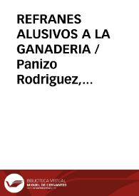 Portada:REFRANES ALUSIVOS A LA GANADERIA / Panizo Rodriguez, Juliana
