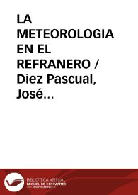 Portada:LA METEOROLOGIA EN EL REFRANERO / Diez Pascual, José Luis