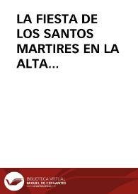 Portada:LA FIESTA DE LOS SANTOS MARTIRES EN LA ALTA EXTREMADURA / Dominguez Moreno, José María