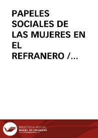 Portada:PAPELES SOCIALES DE LAS MUJERES EN EL REFRANERO / Fernandez Poncela, Anna M.
