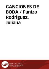 Portada:CANCIONES DE BODA / Panizo Rodriguez, Juliana
