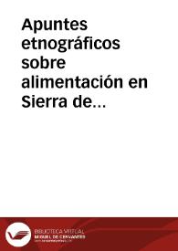 Portada:Apuntes etnográficos sobre alimentación en Sierra de Gata / Perez Simon, Silvia