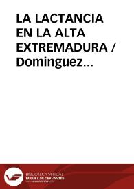 Portada:LA LACTANCIA EN LA ALTA EXTREMADURA / Dominguez Moreno, José María