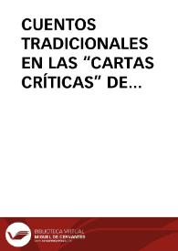 Portada:CUENTOS TRADICIONALES EN LAS “CARTAS CRÍTICAS” DE FRANCISCO ALVARADO (1756-1814) (Parte 1ª) / Arroyo, Luis Antonio