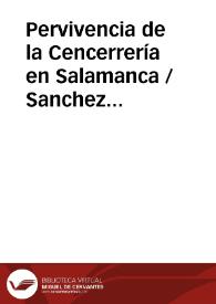 Portada:Pervivencia de la Cencerrería en Salamanca / Sanchez Marcos, Marta