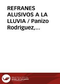 Portada:REFRANES ALUSIVOS A LA LLUVIA / Panizo Rodriguez, Juliana