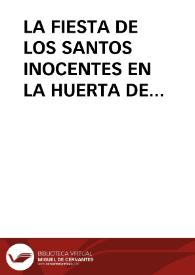 Portada:LA FIESTA DE LOS SANTOS INOCENTES EN LA HUERTA DE MURCIA / Garcia Martinez, Tomás / LUJAN ORTEGA