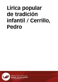 Portada:Lírica popular de tradición infantil / Cerrillo, Pedro