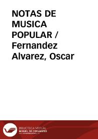 Portada:NOTAS DE MUSICA POPULAR / Fernandez Alvarez, Oscar