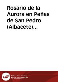 Portada:Rosario de la Aurora en Peñas de San Pedro (Albacete) / Tomas, Agustín