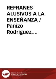 Portada:REFRANES ALUSIVOS A LA ENSEÑANZA / Panizo Rodriguez, Juliana