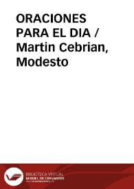 Portada:ORACIONES PARA EL DIA / Martin Cebrian, Modesto